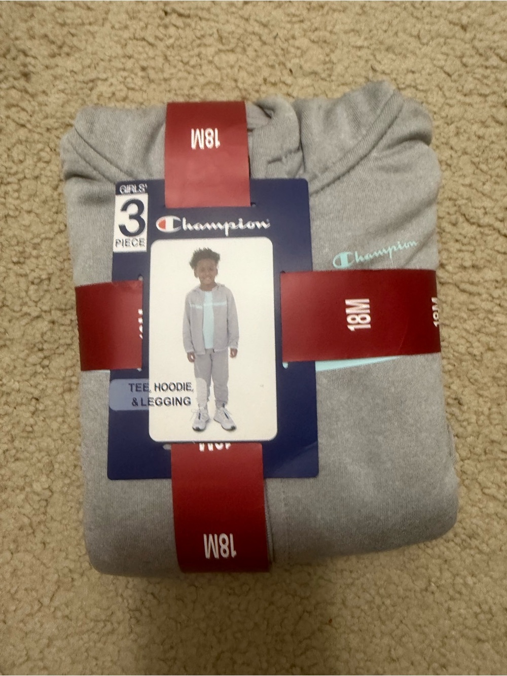 NWT Champion Girls' 3-Piece Set - Light Gray and Teal/Seafoam - 18M, 3T, 4T, 5
